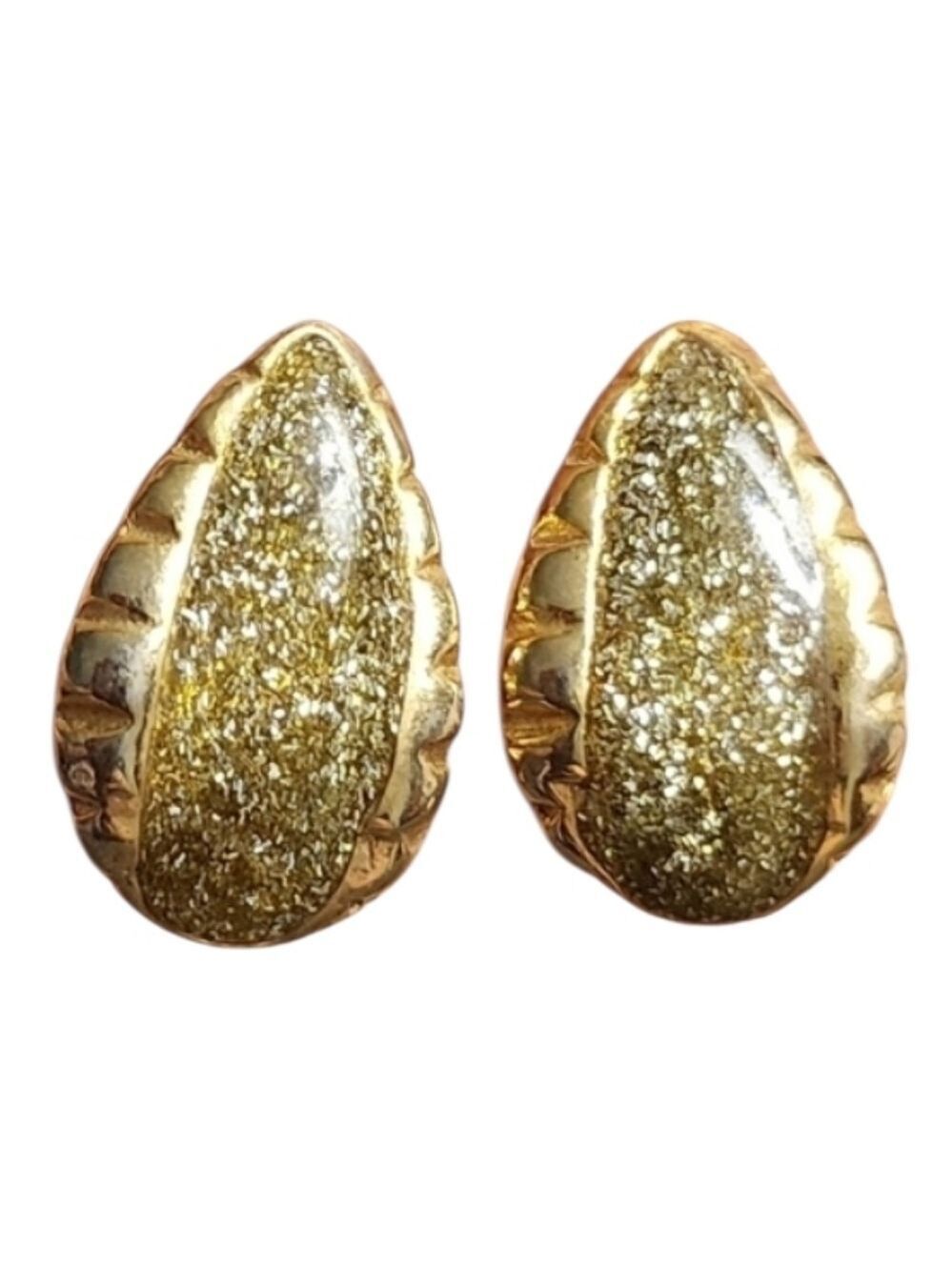 Gold Teardrop Glitter Earrings